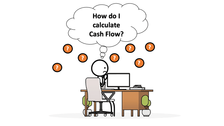 A stick figure wondering how to calculating Cash Flow