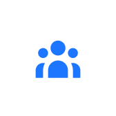 Blue group of people icon for the Live training step