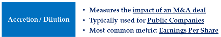 An image showing the key factors around Accretion / Dilution