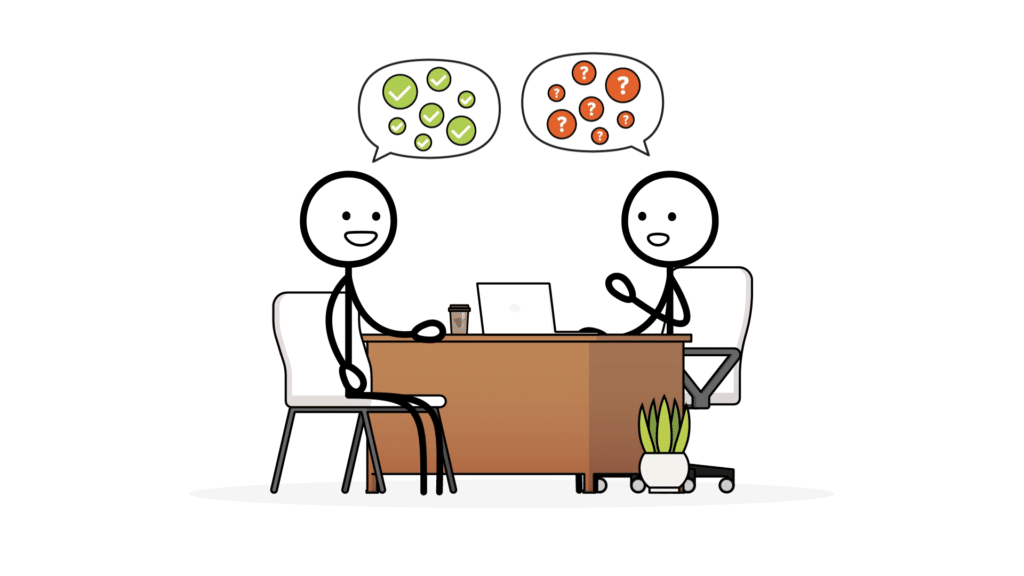 An image showing an interviewer satisfied with the answer to ‘Walk Me Through a DCF’, from an interviewee