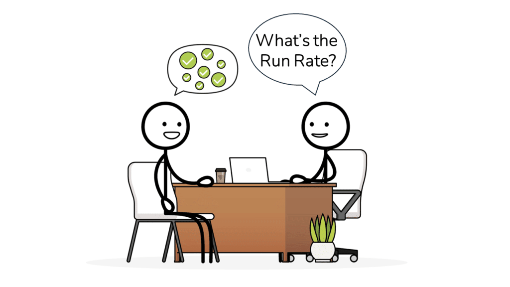 An image of a stick figure in an interview asked about the Revenue Run Rate concept.