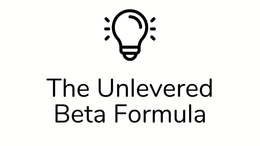 An image of a lightbulb with the text Unlevered Beta Formula