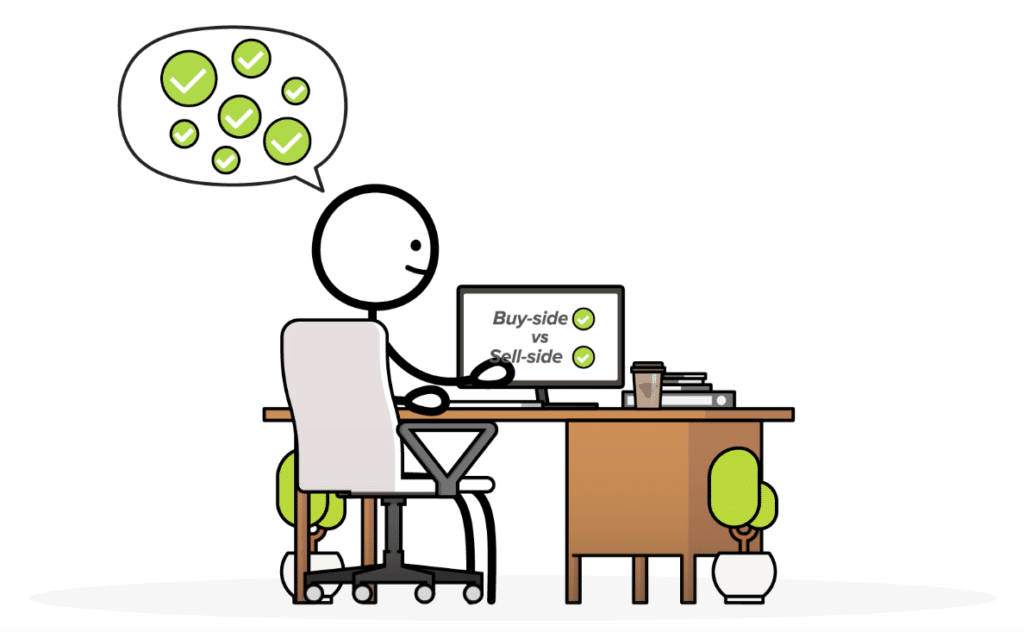 A person researching the terms Buyside vs Sellside firms