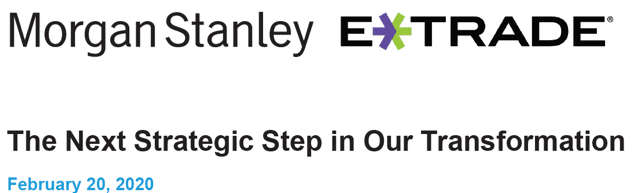 The cover page from Morgan Stanley’s acquisition of Etrade