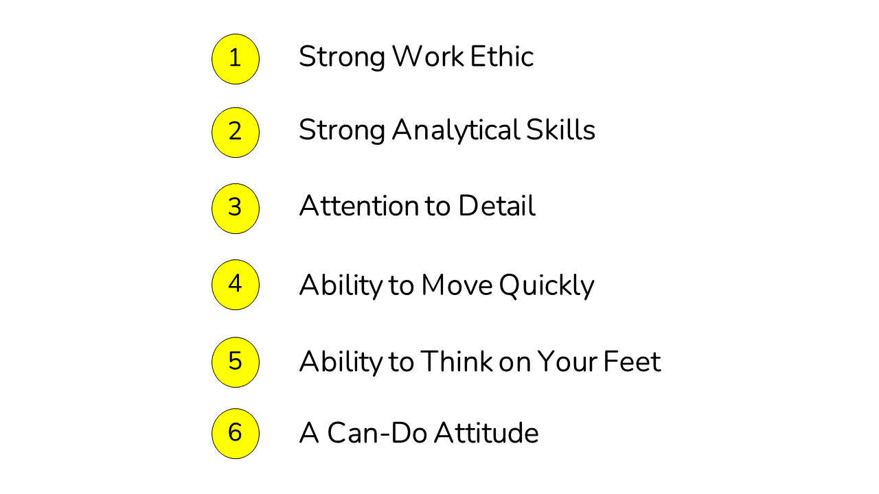 a list of the critical factors that make a junior investment banker successful