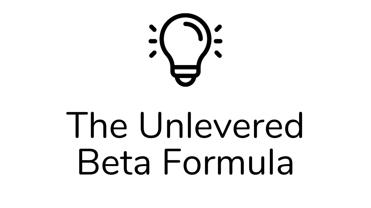 An image of a lightbulb with the text Unlevered Beta Formula